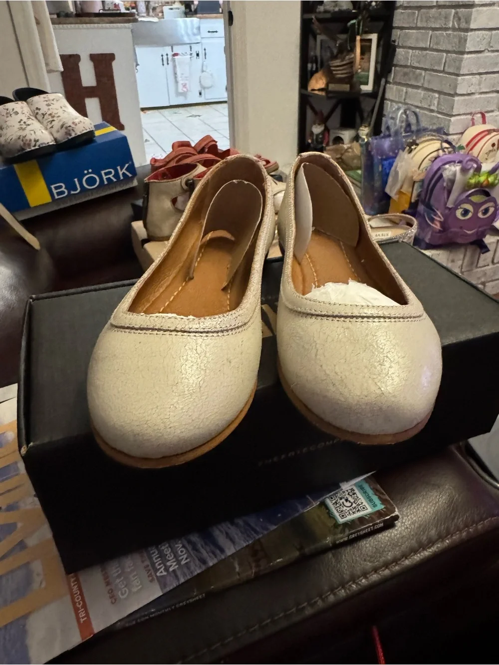 Frye Cream Textured Ballet Flats